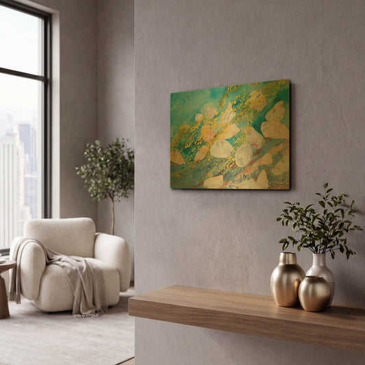 'Molos Beach 5' By Sharon Pitts Gold Metal Wall Art