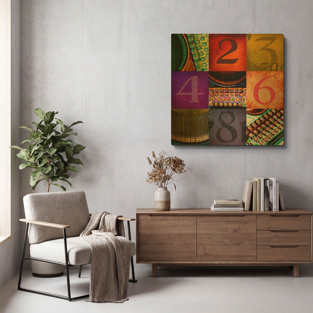 'Limited Edition Typewriter and Graphics Set' By Tom Quartermaine Gold Metal Wall Art