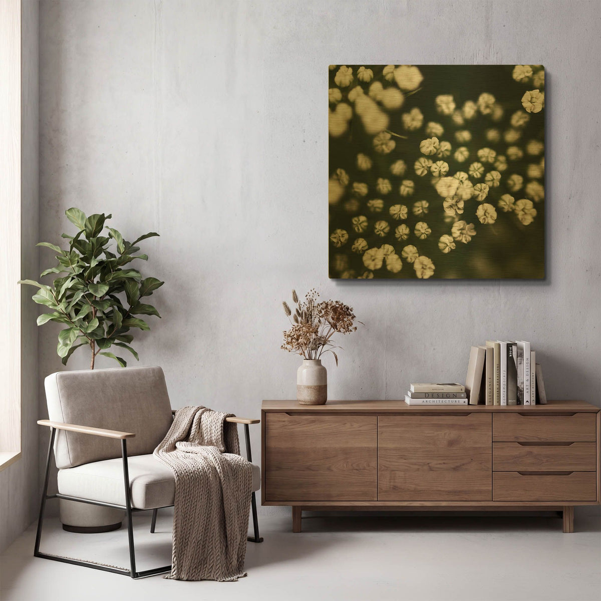 'Little White Flowers' By Tom Quartermaine Gold Metal Wall Art