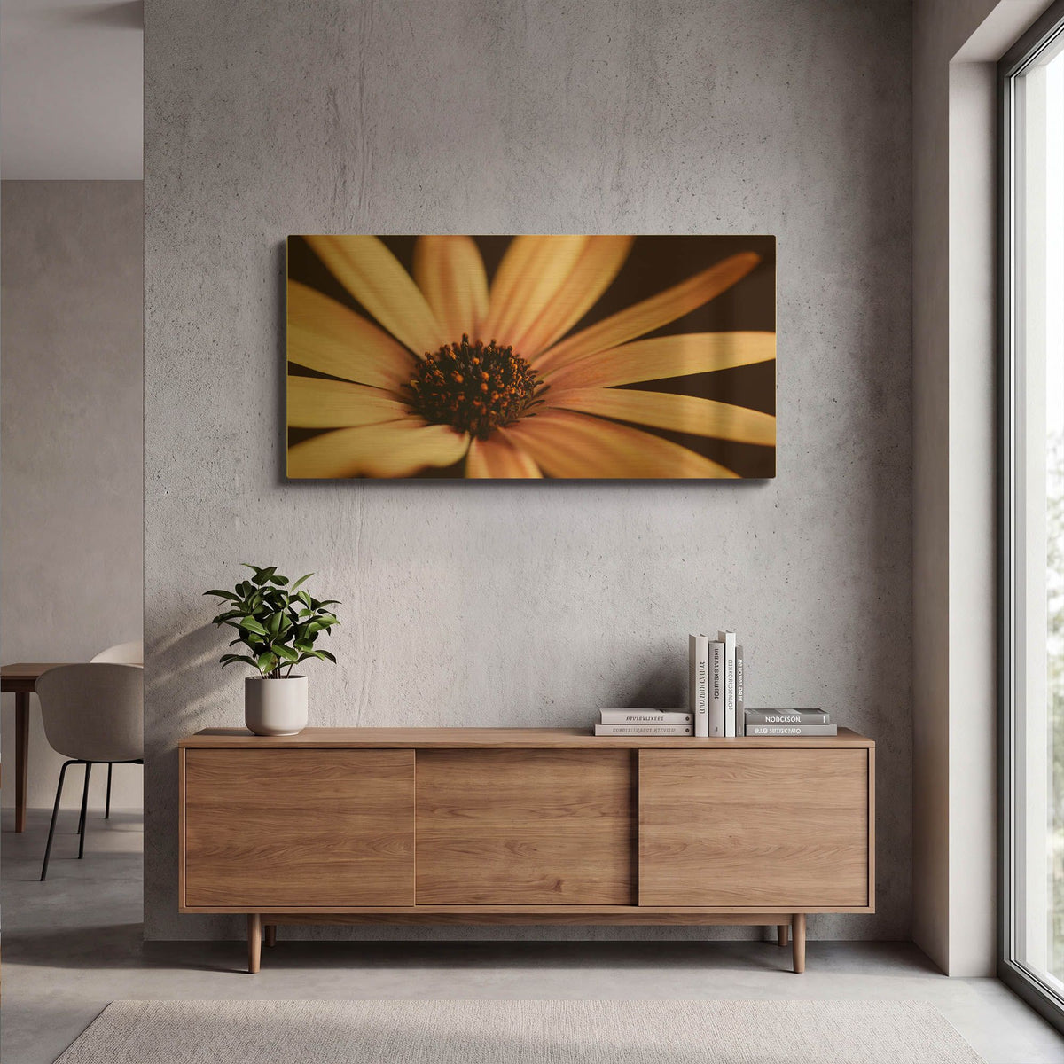 'Osteospurmum on Black 02' By Tom Quartermaine Gold Metal Wall Art