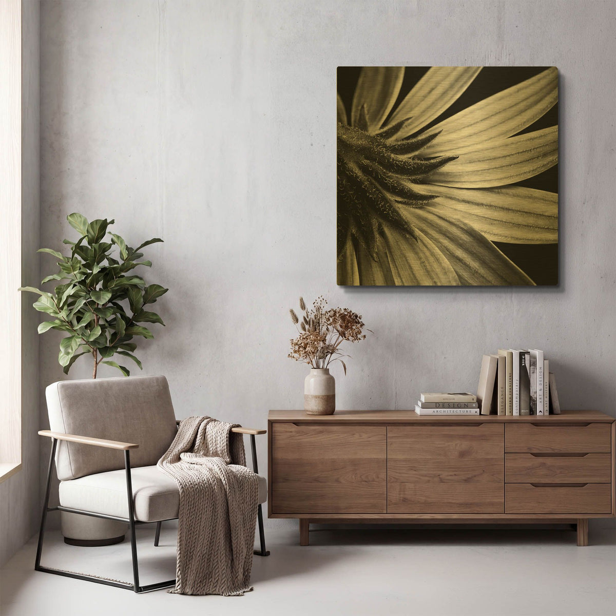 'Reverse Of Flower Bw' By Tom Quartermaine Gold Metal Wall Art