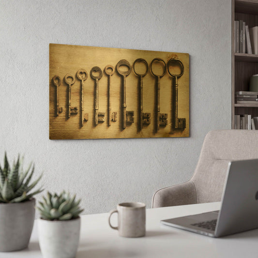 'Row Of Antique Keys' By Tom Quartermaine Gold Metal Wall Art