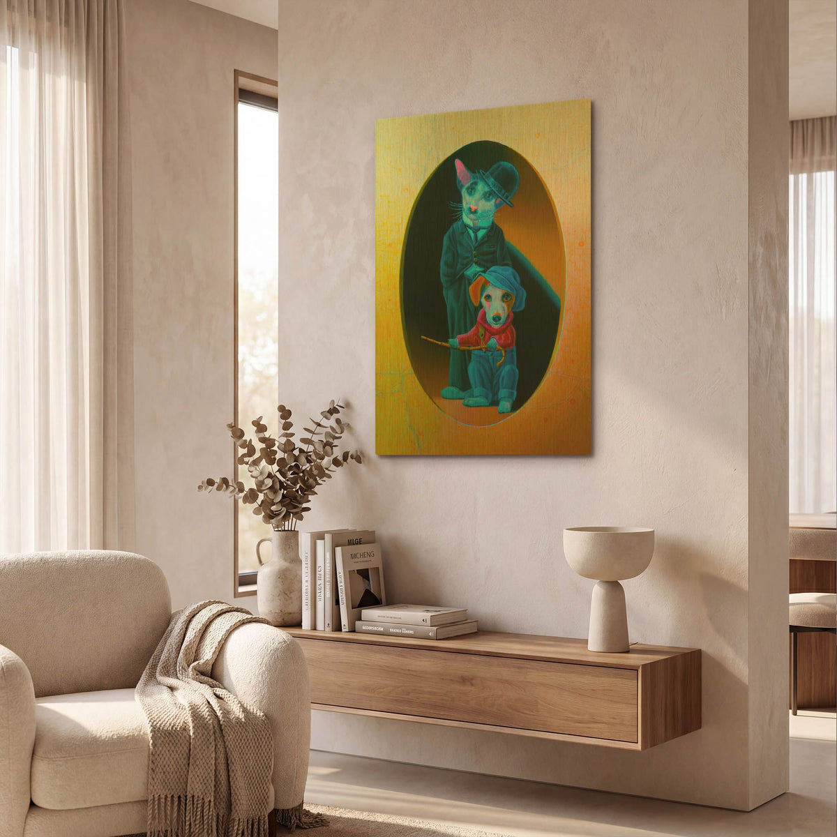'A Dog S Life' By Valery Vecu Quitard Gold Metal Wall Art