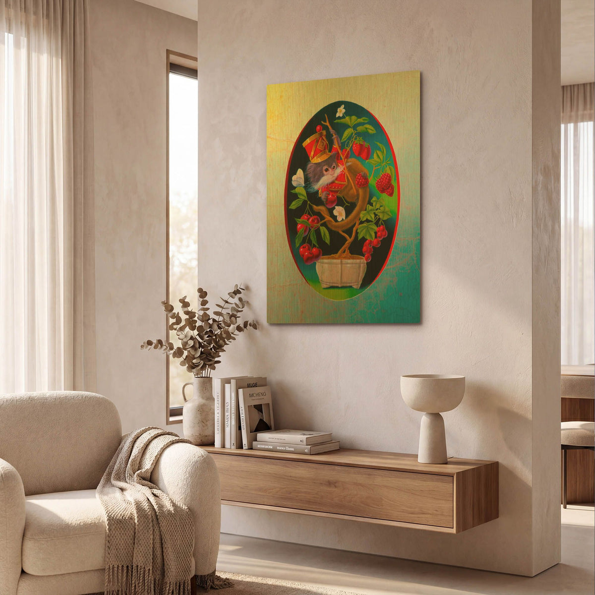 'Bonzai With 4 Transplants N1' By Valery Vecu Quitard Gold Metal Wall Art