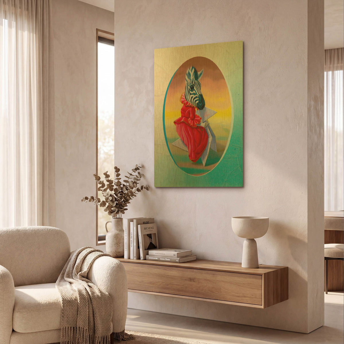 'Madame Zebre' By Valery Vecu Quitard Gold Metal Wall Art