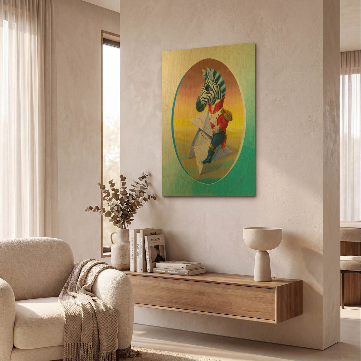 'Mister Zebra' By Valery Vecu Quitard Gold Metal Wall Art