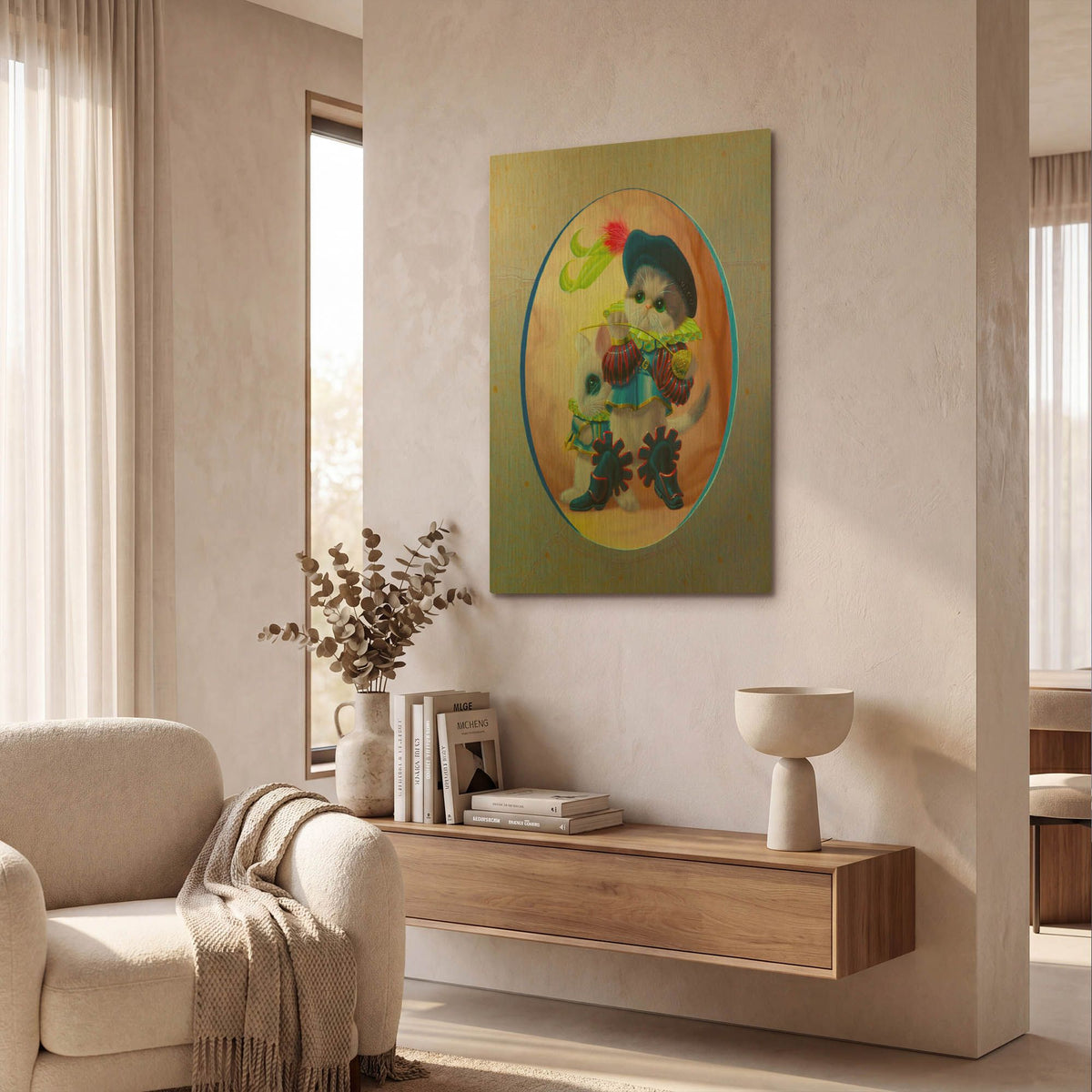 'Puss In Boots' By Valery Vecu Quitard Gold Metal Wall Art