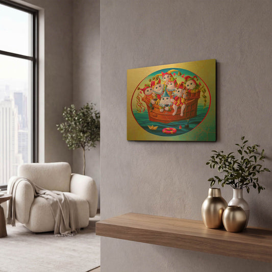 'The Nave Of Fools' By Valery Vecu Quitard Gold Metal Wall Art