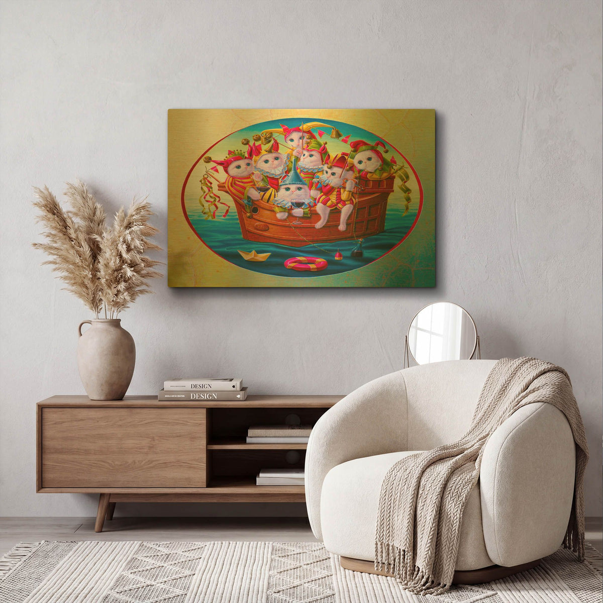 'The Nave Of Fools' By Valery Vecu Quitard Gold Metal Wall Art