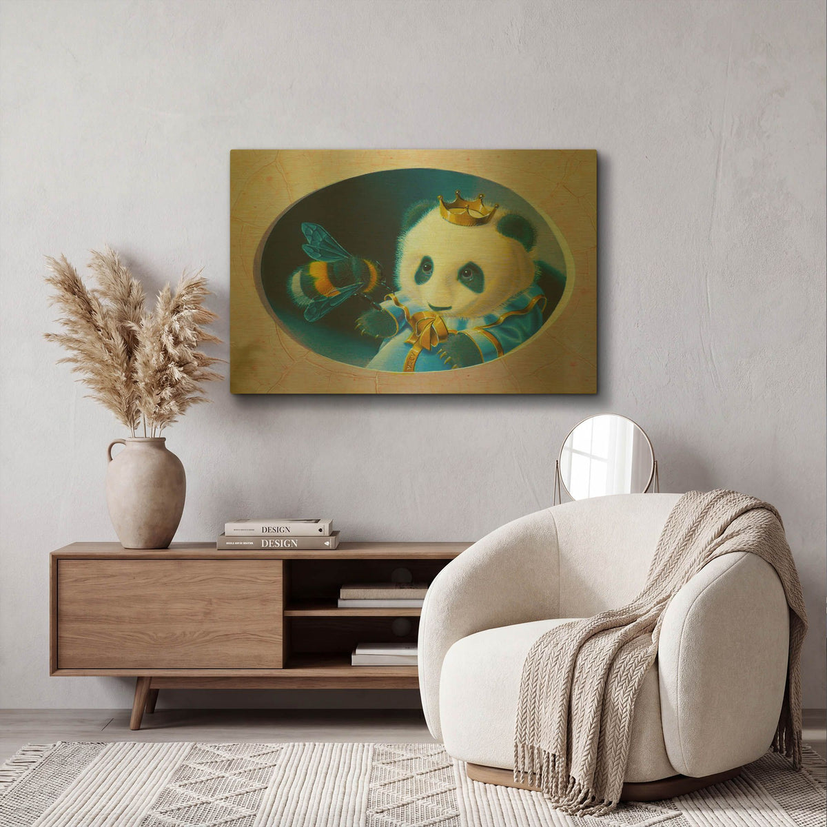 'Panda' By Valery Vecu Quitard Gold Metal Wall Art