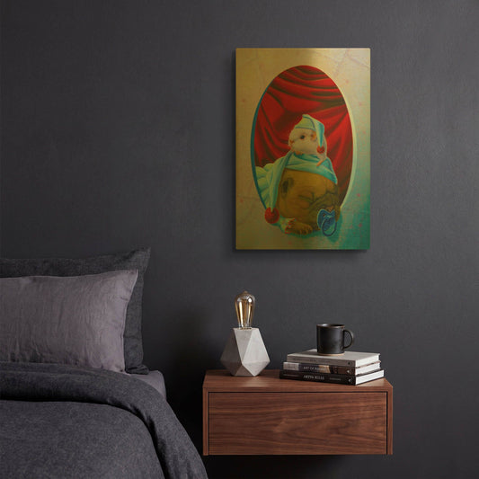 'Snooze' By Valery Vecu Quitard Gold Metal Wall Art