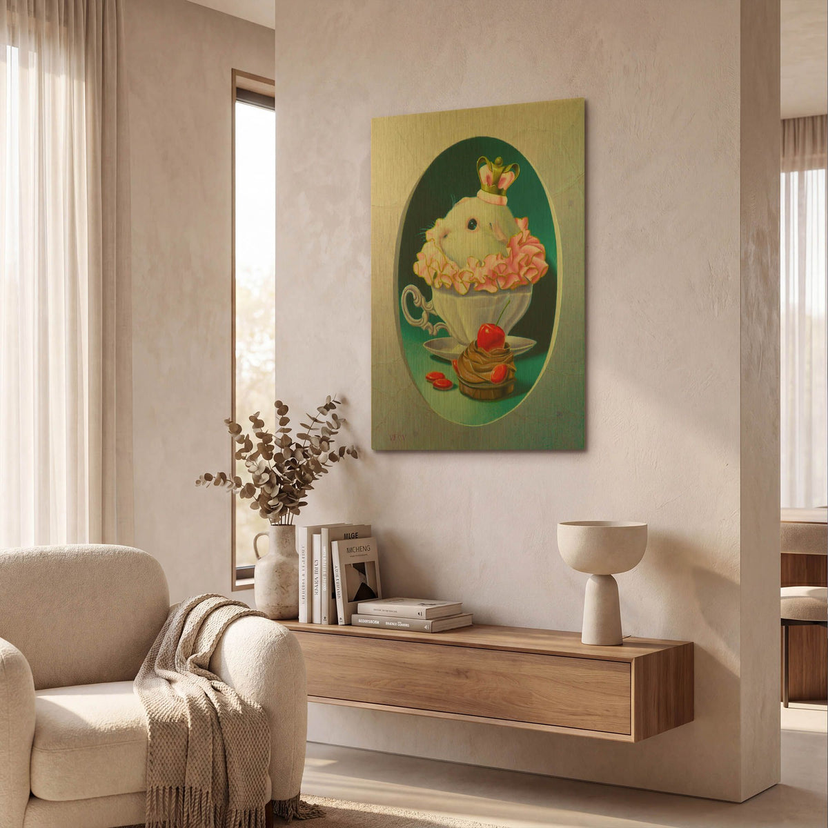 'The Guinea Pig With Sweets' By Valery Vecu Quitard Gold Metal Wall Art