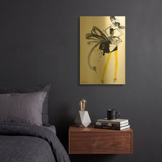 'Yellow Tights' By Aasha Ramdeen Gold Metal Wall Art