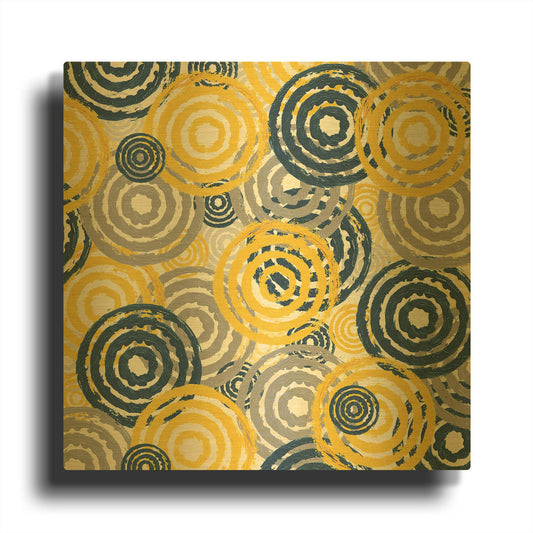 'New Circles 1' By Alicia Soave Gold Metal Wall Art