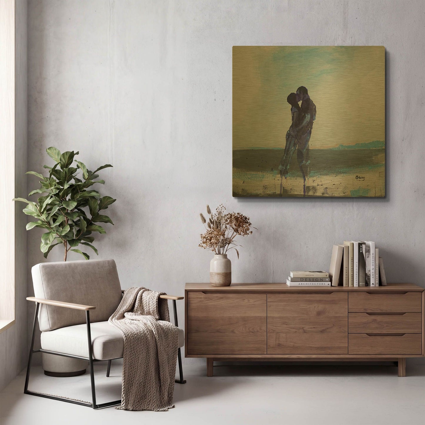 'Before Sunrise' By Oscar Alvarez Pardo Gold Metal Wall Art