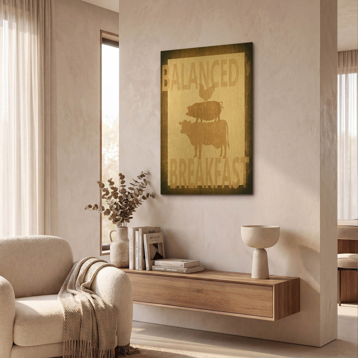 'Balanced Breakfast Two' By Alicia Soave Gold Metal Wall Art