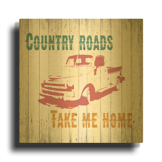 'Country Roads' By Alicia Soave Gold Metal Wall Art
