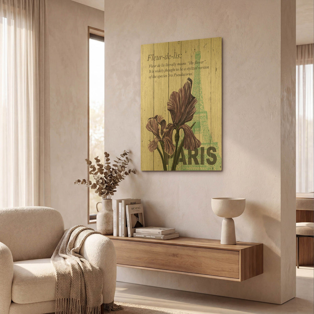 'Paris Iris' By Alicia Soave Gold Metal Wall Art