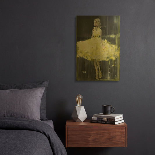 'Night Out' By Oscar Alvarez Pardo Gold Metal Wall Art