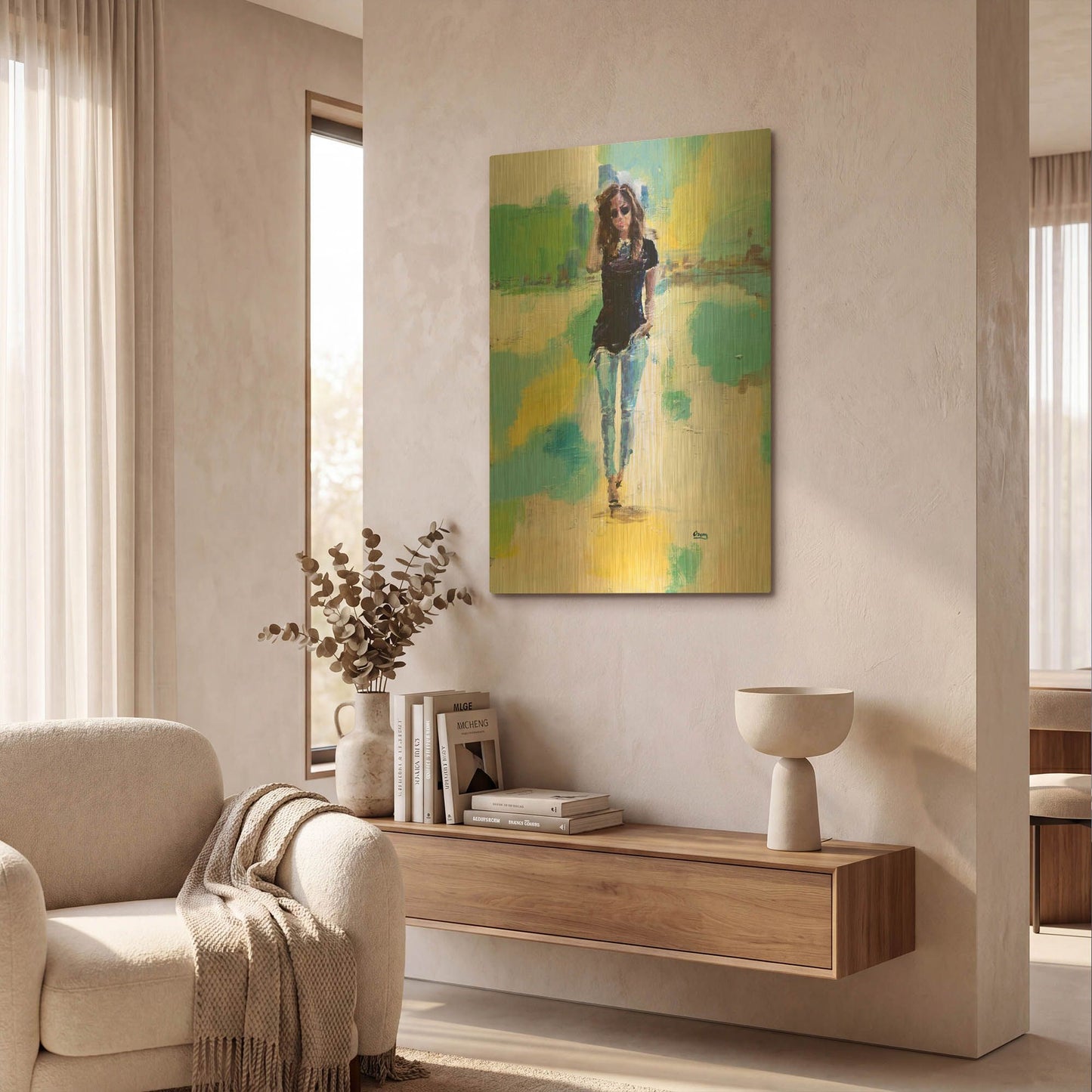 'Casual' By Oscar Alvarez Pardo Gold Metal Wall Art