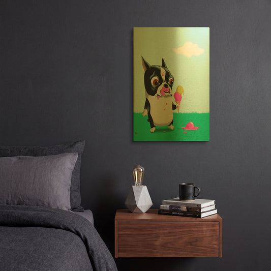 'Boston With Ice Cream' By Brian Rubenacker Gold Metal Wall Art