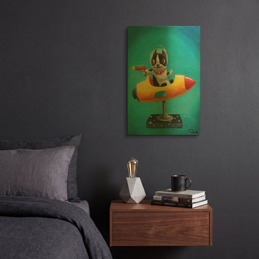 'Rocket Blue' By Brian Rubenacker Gold Metal Wall Art