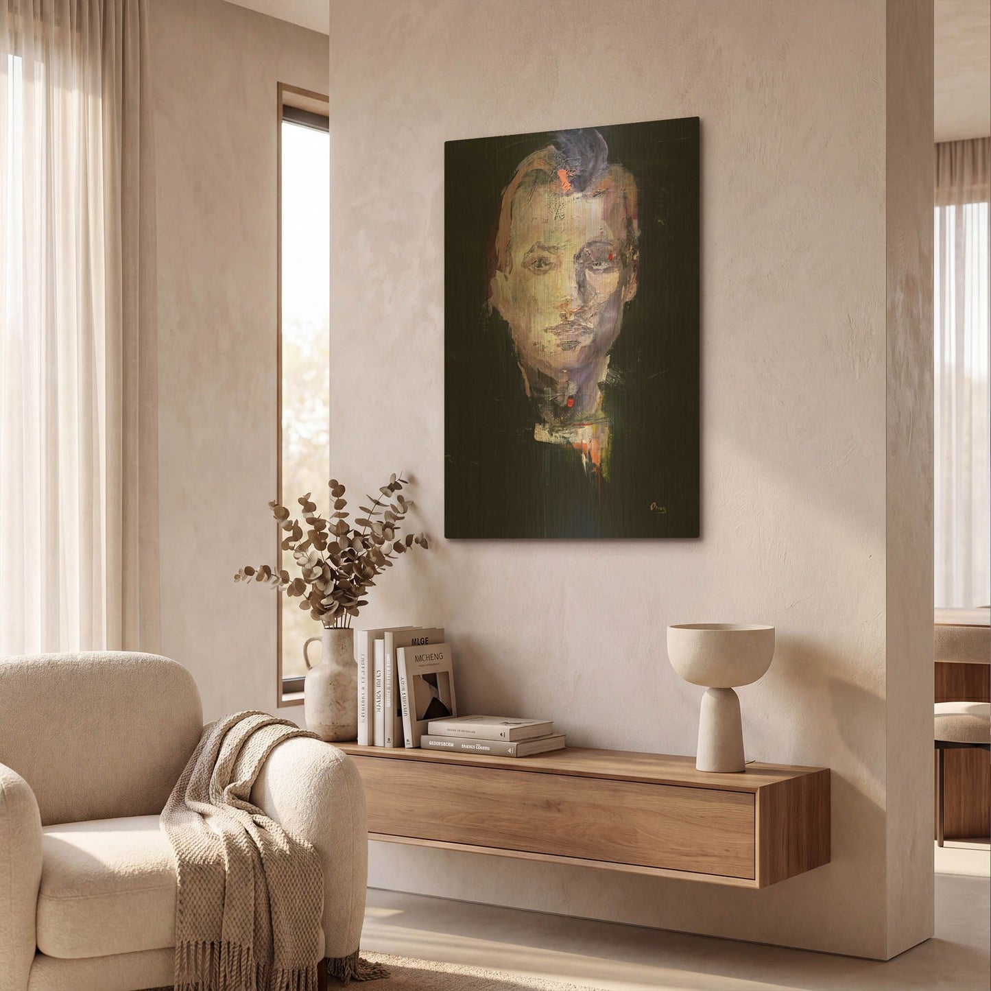 'Portrait 1' By Oscar Alvarez Pardo Gold Metal Wall Art