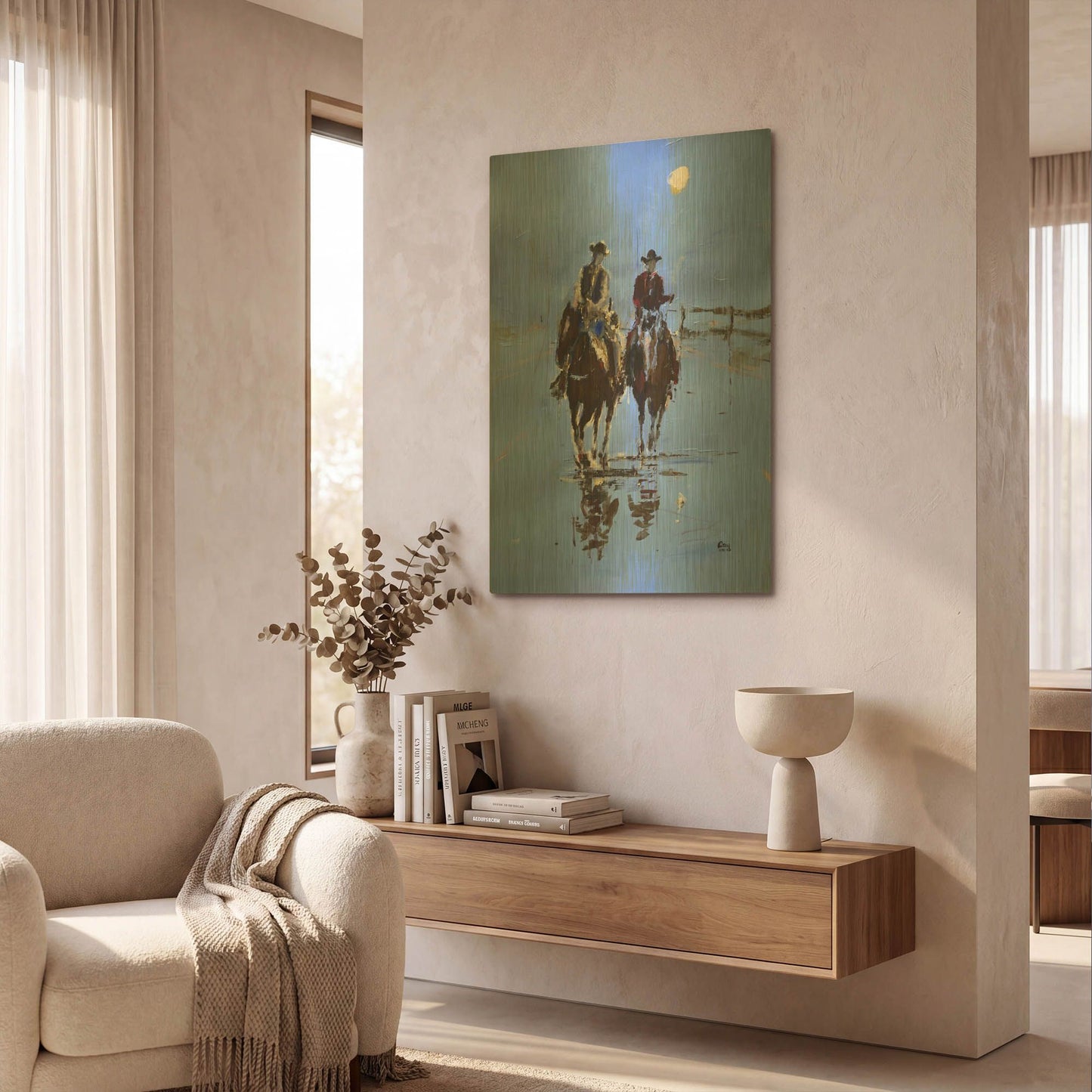 'Moonlight' By Oscar Alvarez Pardo Gold Metal Wall Art