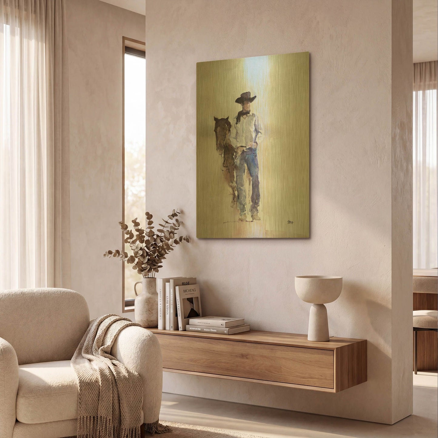 'Lucid' By Oscar Alvarez Pardo Gold Metal Wall Art