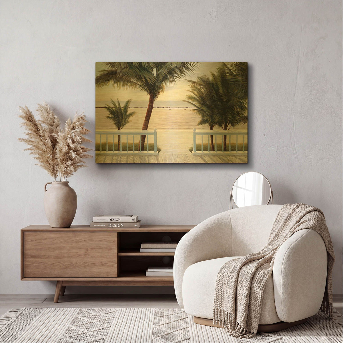 'R769D - Palm Bay' By Diane Romanello Gold Metal Wall Art
