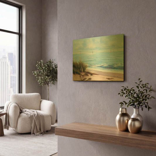 'R774D - Sandpiper Beach' By Diane Romanello Gold Metal Wall Art