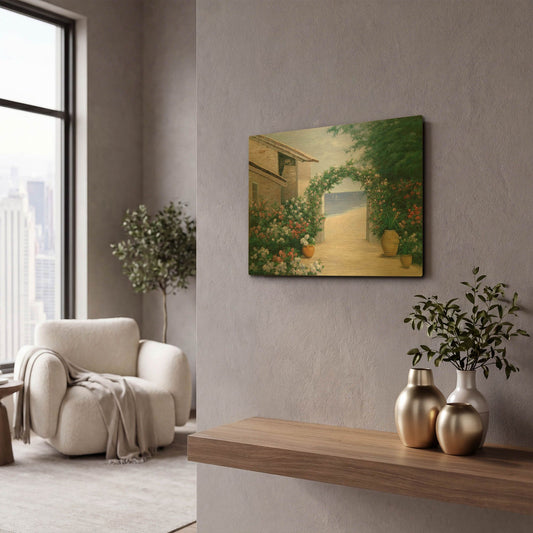 'R775D - Seaside Trellis' By Diane Romanello Gold Metal Wall Art