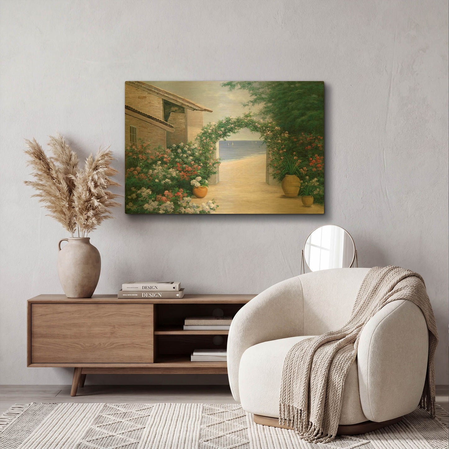 'R775D - Seaside Trellis' By Diane Romanello Gold Metal Wall Art