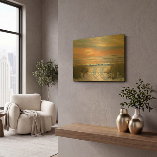 'R789D - Paradise Sunset' By Diane Romanello Gold Metal Wall Art