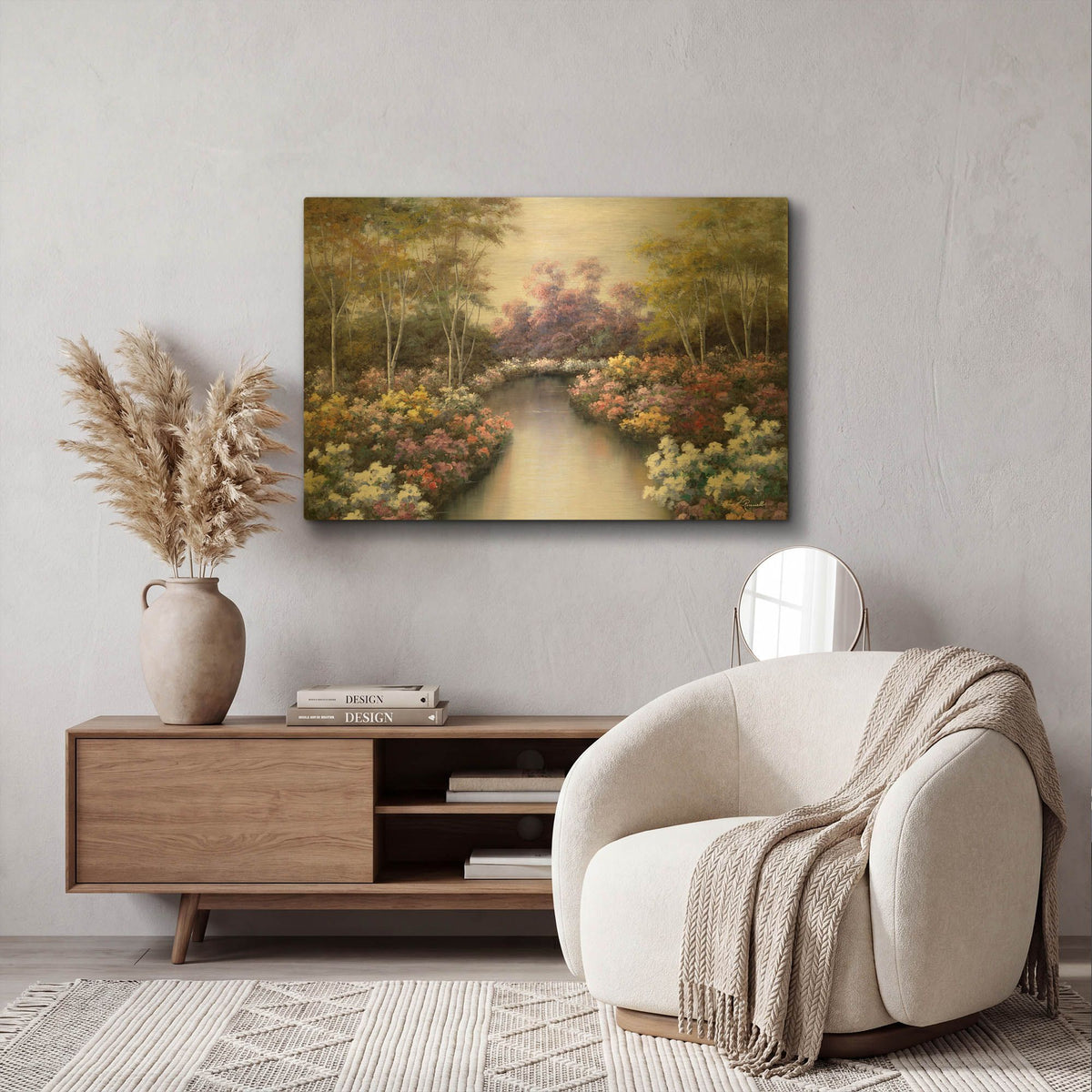 'R814D - Floral Fantasy' By Diane Romanello Gold Metal Wall Art