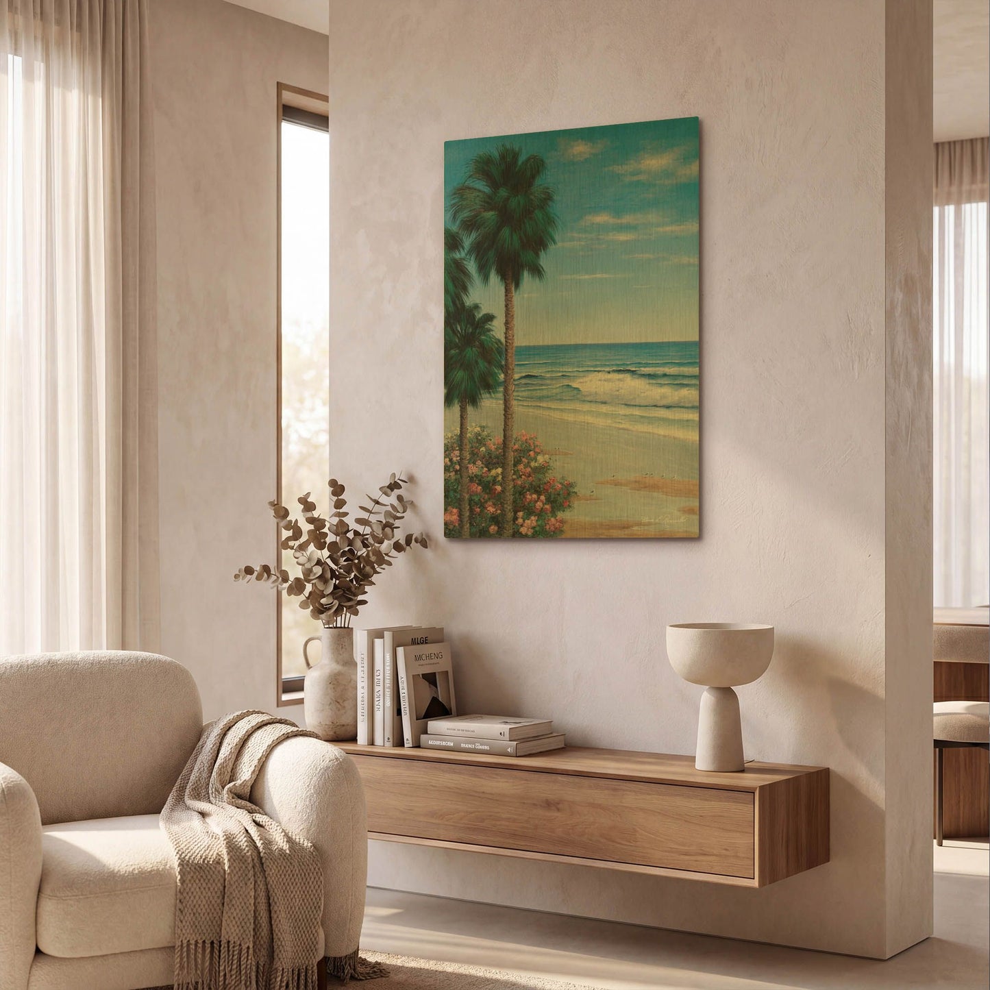 'R822D - Calm Tropics' By Diane Romanello Gold Metal Wall Art