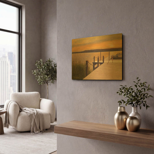 'R828D - Waterways' By Diane Romanello Gold Metal Wall Art