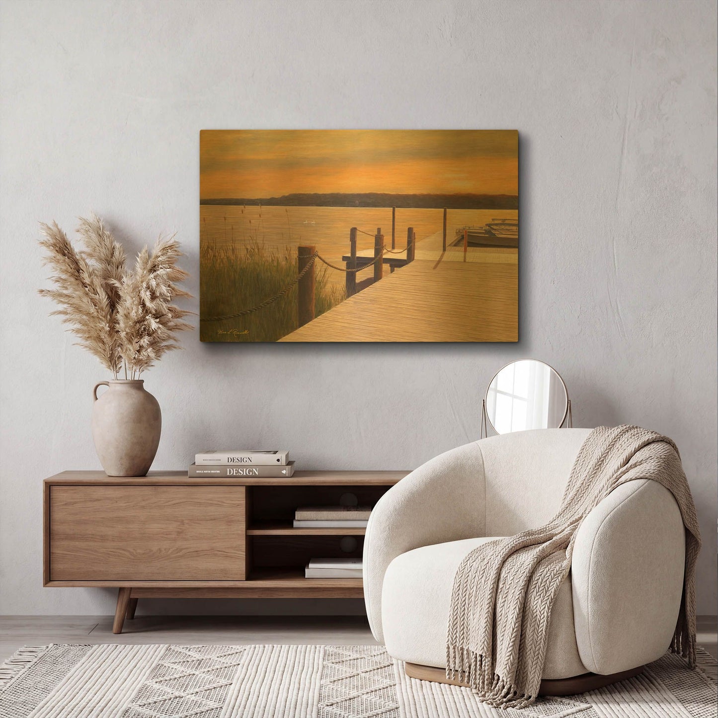 'R828D - Waterways' By Diane Romanello Gold Metal Wall Art