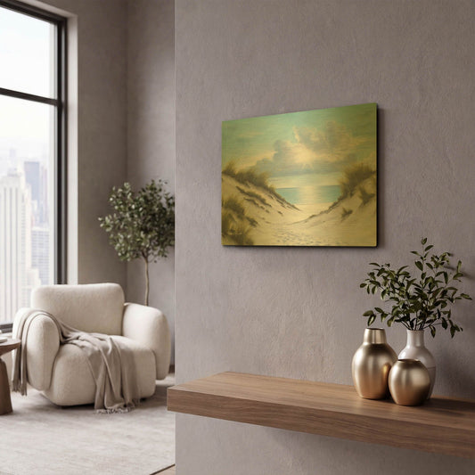 'R840D - Sand and Sea' By Diane Romanello Gold Metal Wall Art