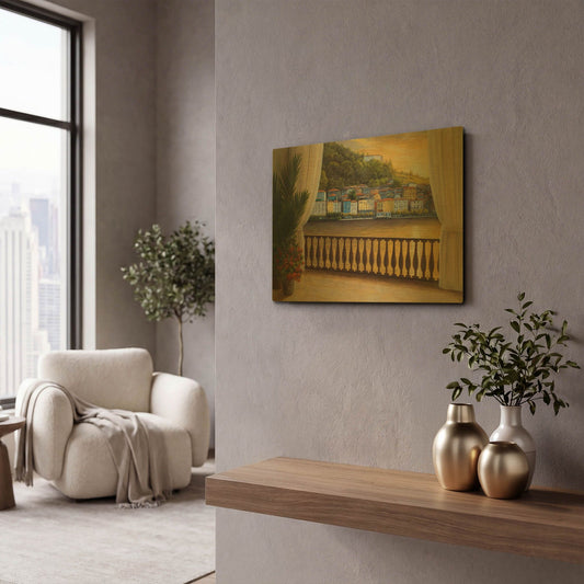 'R858D - Italian View' By Diane Romanello Gold Metal Wall Art