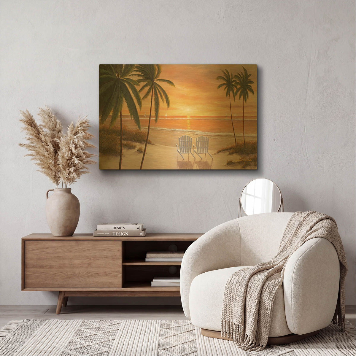 'R868D - Tropical Sun Watch' By Diane Romanello Gold Metal Wall Art