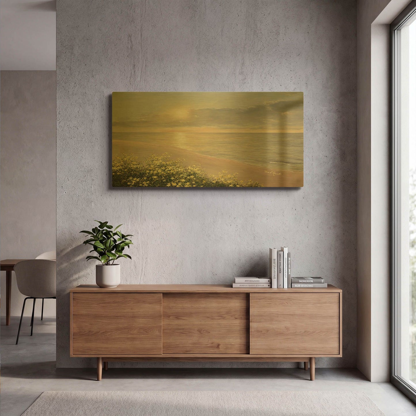 'R1176D - Peaceful Waters' By Diane Romanello Gold Metal Wall Art