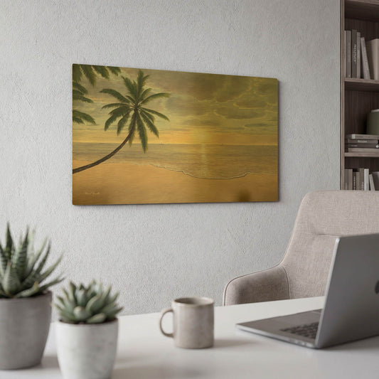 'R1177D - Beach Bliss' By Diane Romanello Gold Metal Wall Art