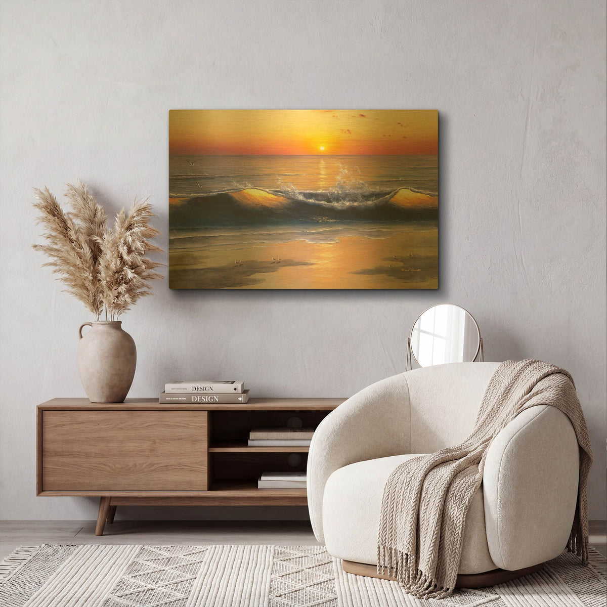 'R1487D - Sunset Nights' By Diane Romanello Gold Metal Wall Art