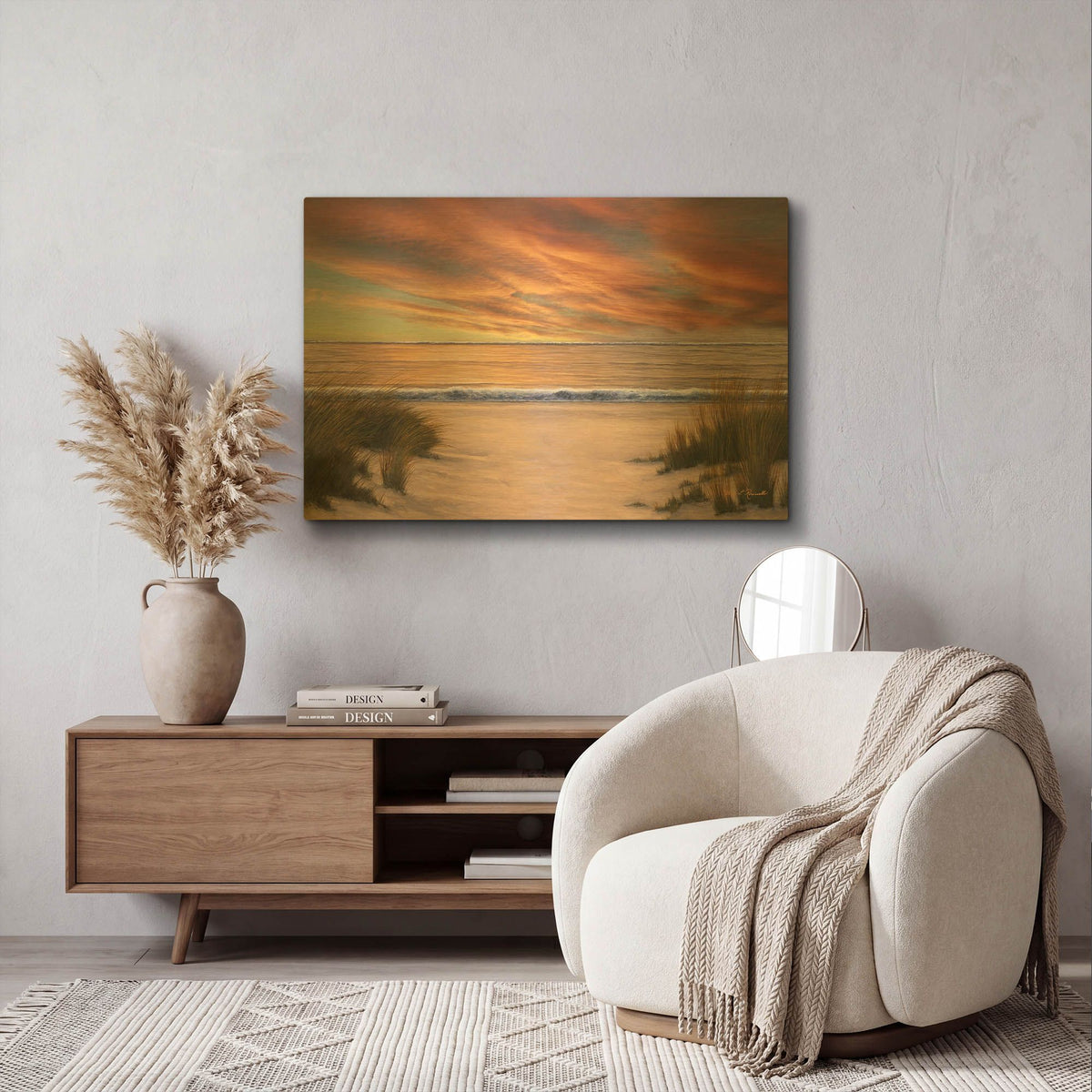 'R1488D - Beach Solitude' By Diane Romanello Gold Metal Wall Art
