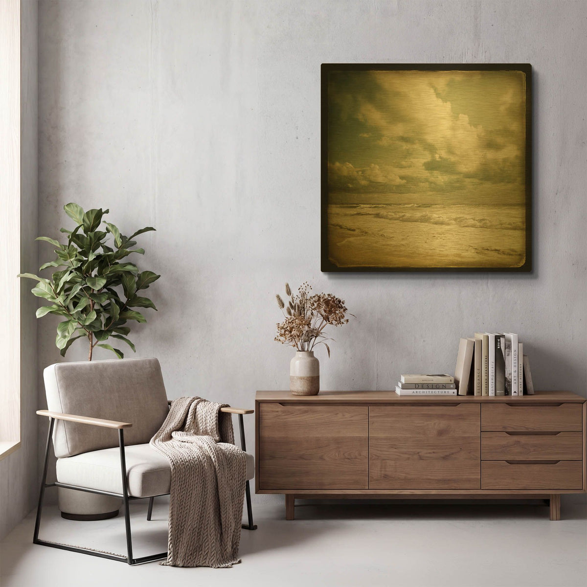 'S1115D - The Waves' By Irene Suchocki Gold Metal Wall Art