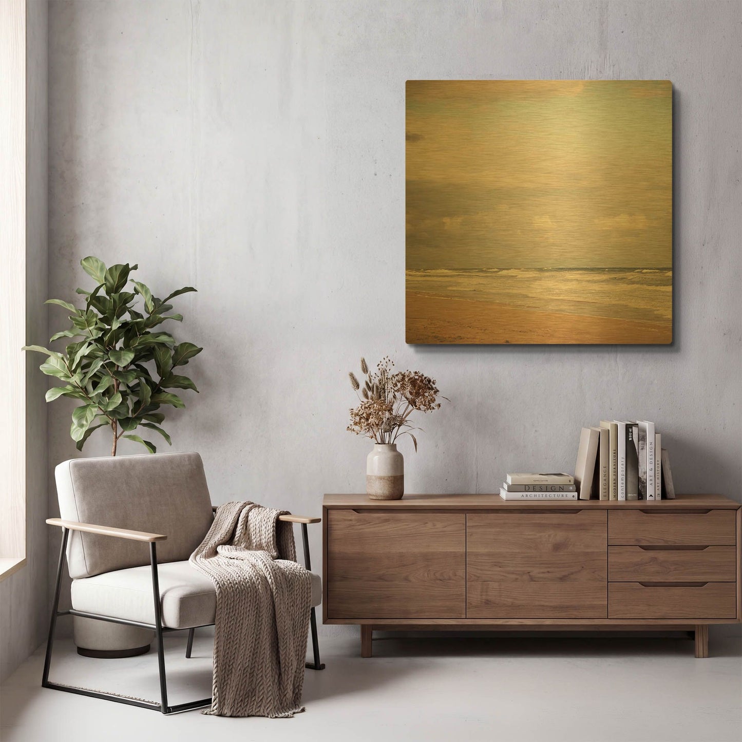 'S1119D - Memories of the Beach' By Irene Suchocki Gold Metal Wall Art