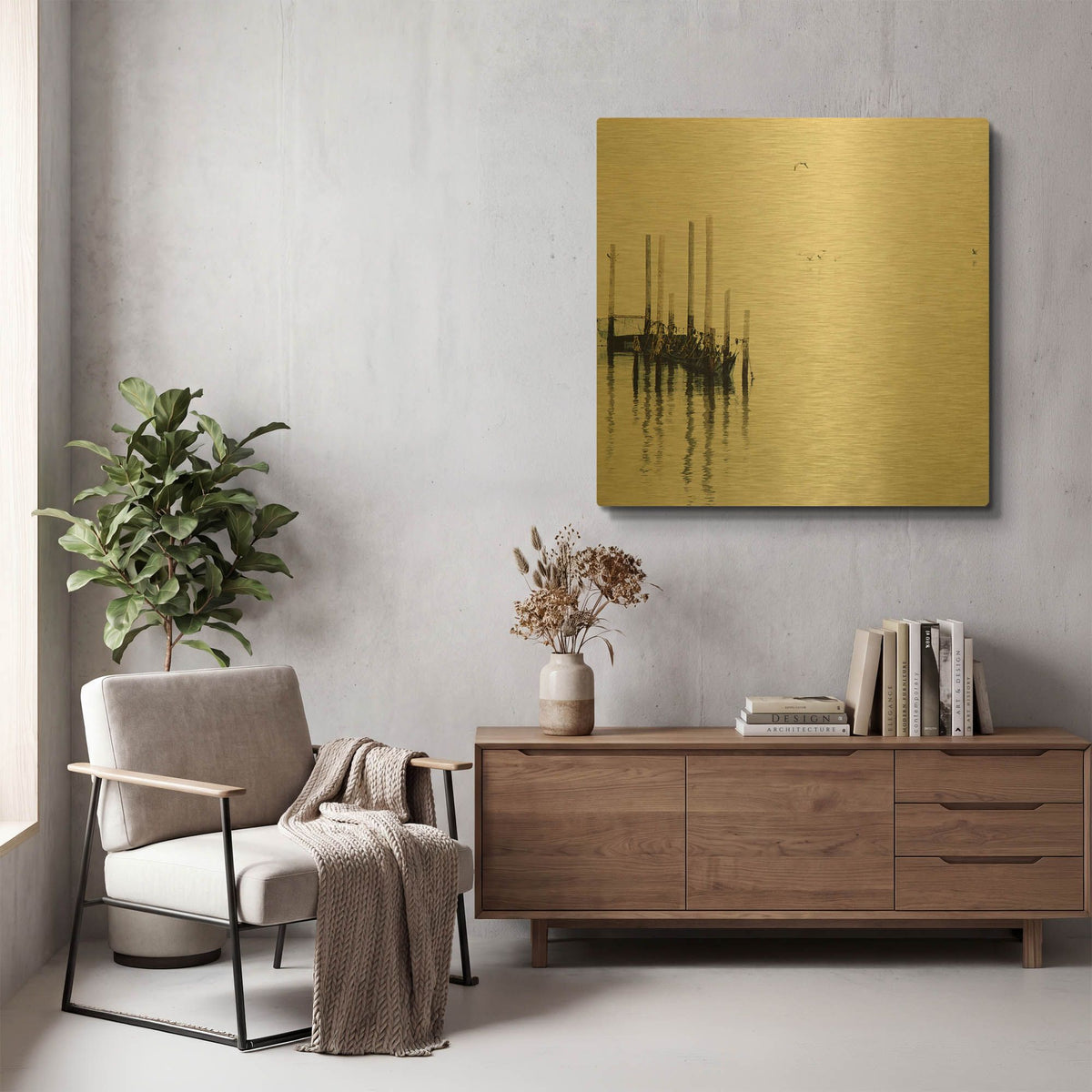 'S1281D - Still Waters' By Irene Suchocki Gold Metal Wall Art