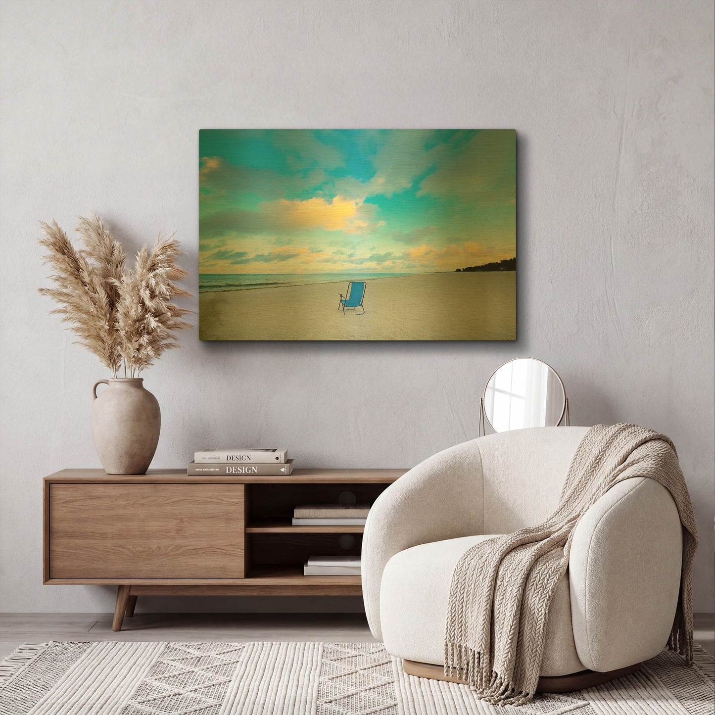 'Chair On Beach' By Jack Reed Gold Metal Wall Art