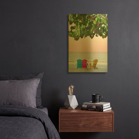 'Three Chairs' By Jack Reed Gold Metal Wall Art